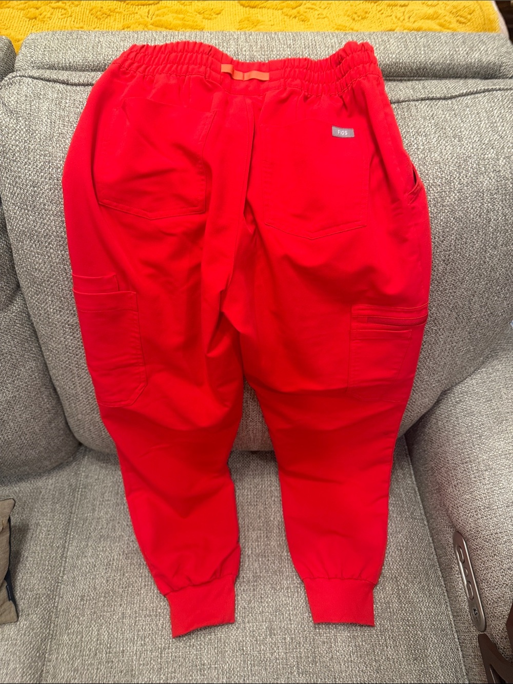 Women's Red Cargo Jogger Pants - Elastic Waist & Drawstring - Picture 8 of 8